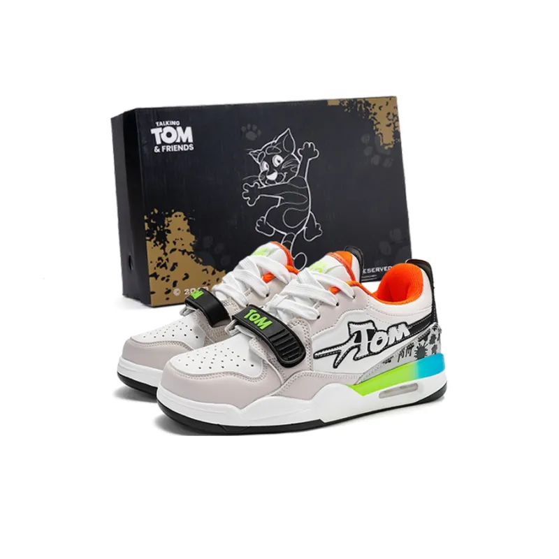 TALKING TOM Vintage Basketball Shoes Unisex Low Top Beige Orange/White/Gray Black-7
