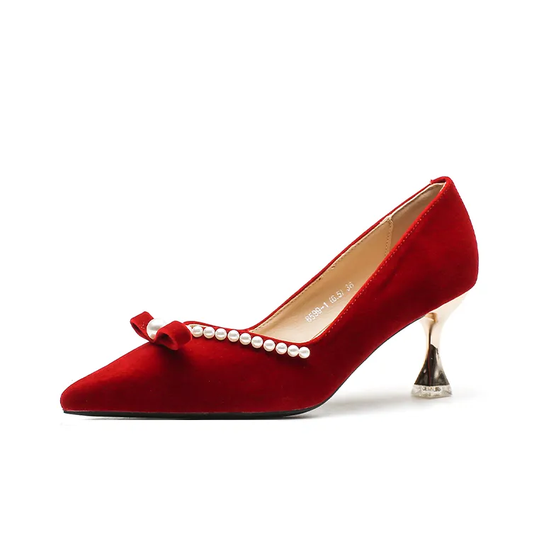 QITUMAUL Slim Heel High Heels Women's Red-0