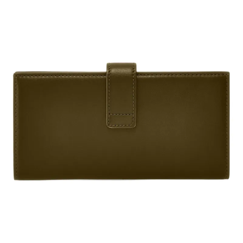 FERRAGAMO Hug Calfskin Wallet Women's Olive Green-2