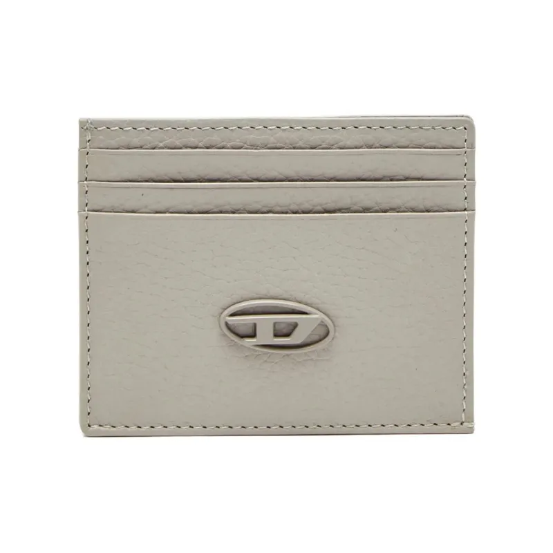 DIESEL Grain Leather Card Holder Men's Gray-0