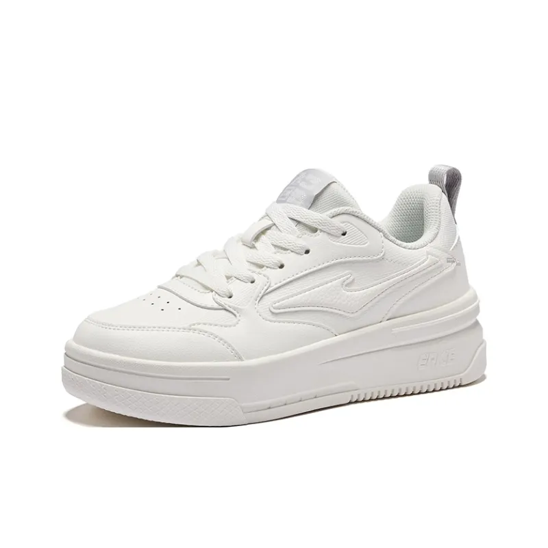 Erke Anti Slip Wear Resistant Low Top Skateboard Shoes Women's Microcrystal White-2