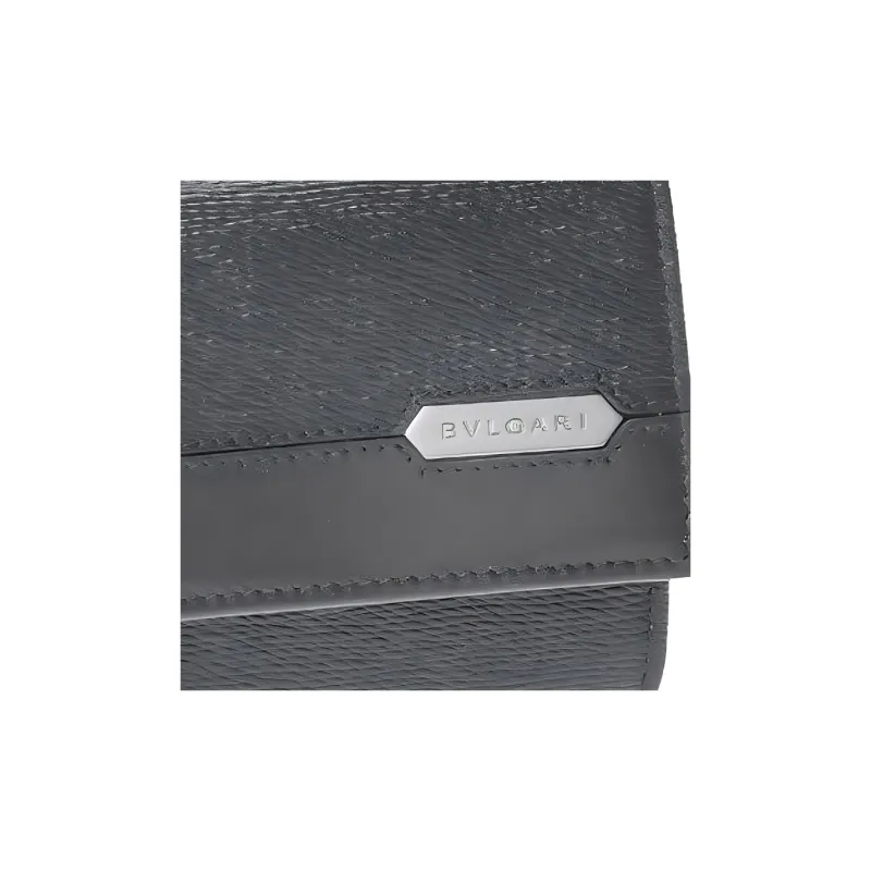 BVLGARI Calfskin Wallet, Card Holder Men's Black-3