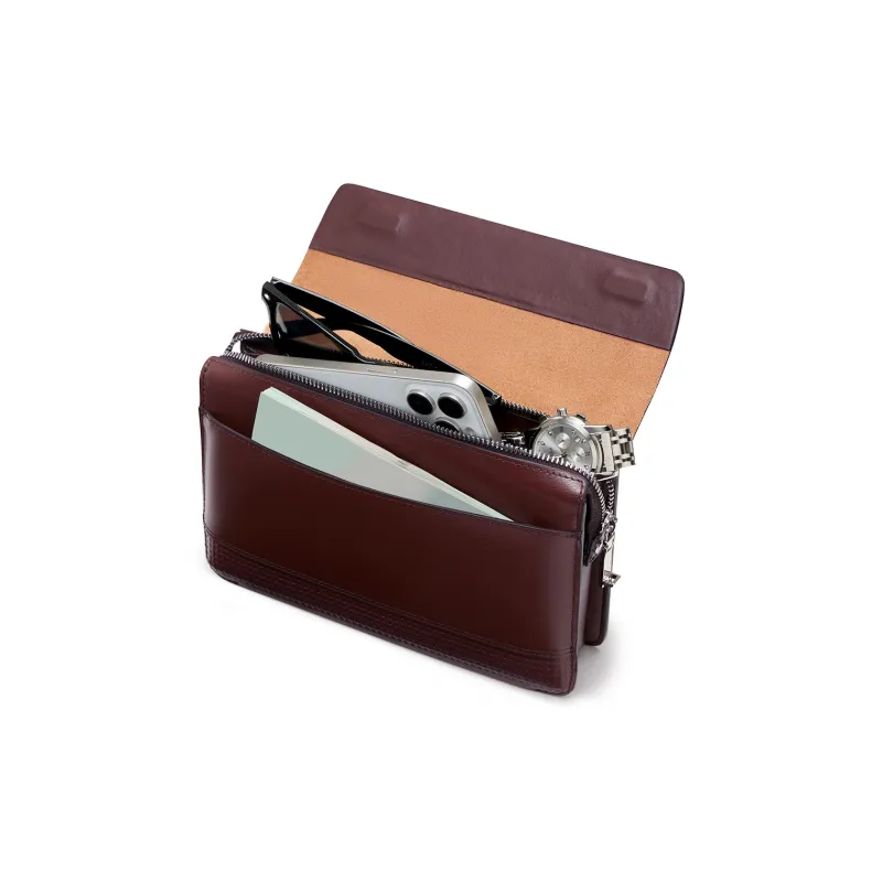 WilliamPOLO Split Cow Leather Money Clip, Wallet, Card Holder, Smartphone Passport Holder, Clutch Men's Black/Coffee-8