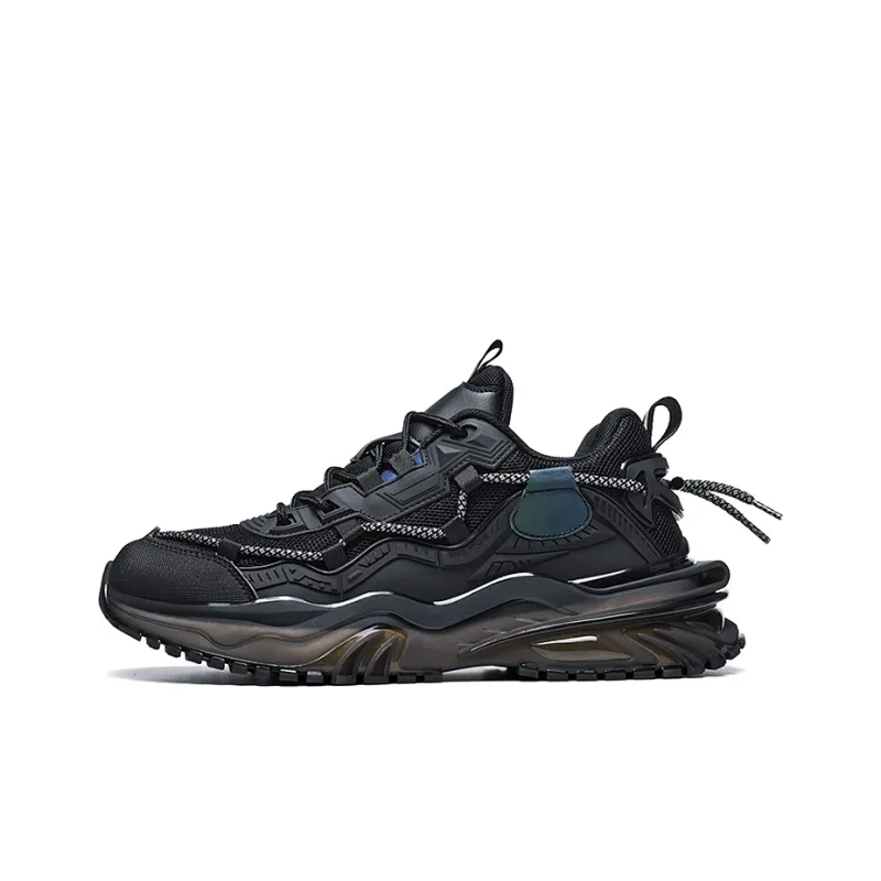 OUBT Shock Absorbers Slip Resistant Breathable Low Top Chunky Sneakers Men's Black-0