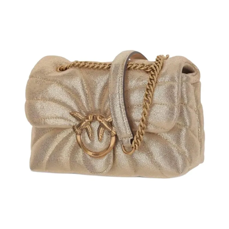 PINKO LOVE Collection Puff Calfskin Shoulder Bag Women's Gold-1