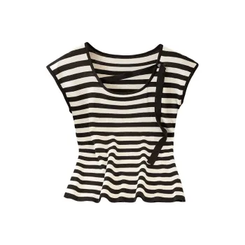 Cypress House Knitwear Women's Black Rice Stripes