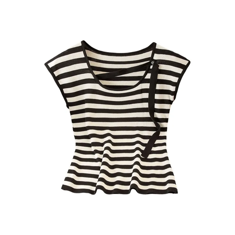 Cypress House Knitwear Women's Black Rice Stripes-0