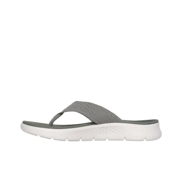 Skechers Go Walk Fle Rubber Sole Slip Resistant Flip Flops Women's Olive Green-1