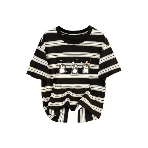 TOUCH T Shirts Women's Black Rice Stripes
