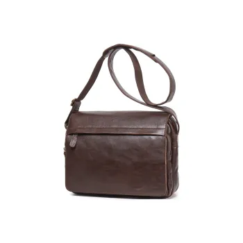 LARTIGENT Cow Leather Messenger Bag, Crossbody Bag Men's Dark Coffee