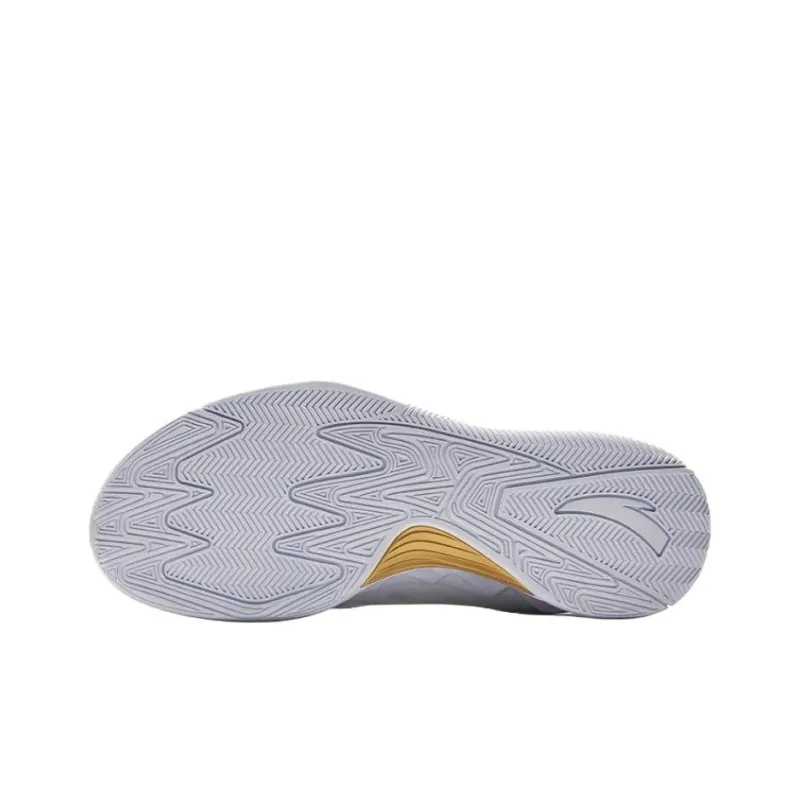 Anta Abrasion Resistant Slip Resistant Mid Top Basketball Shoes Men's White Gold-4