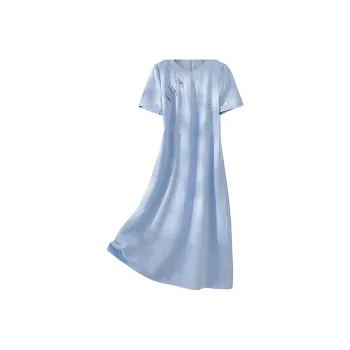 IHIMI Short Sleeved Dress Women's Sea Blue