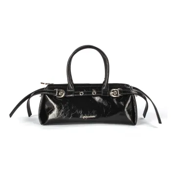 AQUASCUTUM Top Grain Cow Leather Boston Bag, Shoulder Bag, Crossbody Bag, Handbag Regular Women's Black
