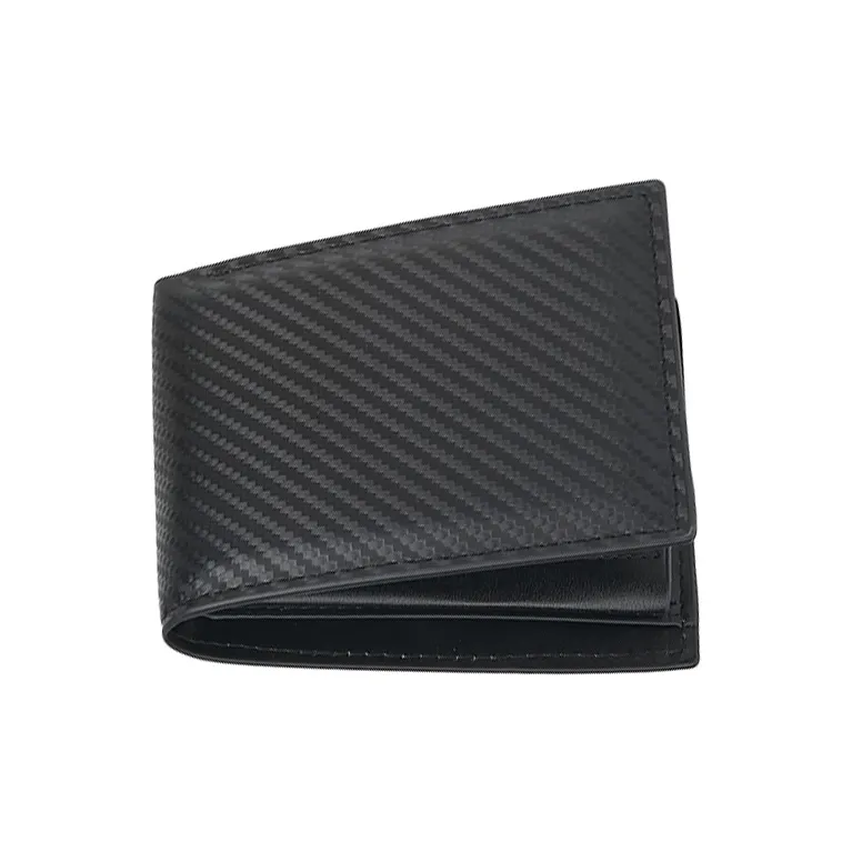 Yalu PU Wallet Regular Men's Black/Carbon Fiber Pattern-4