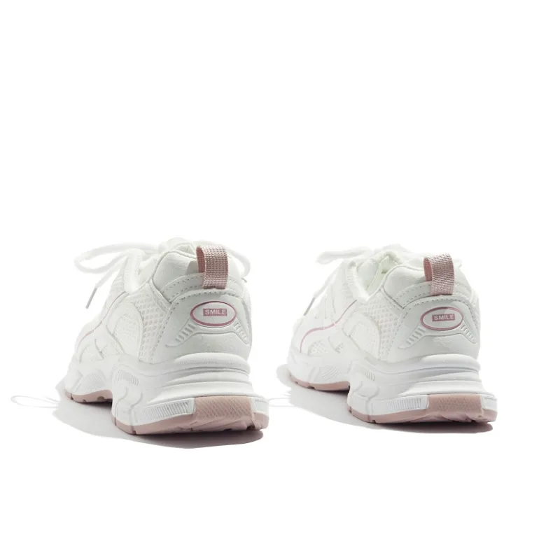 MEAKKEA Breathable Coverage Support Low Top Chunky Sneakers Women's Beige Pink-3