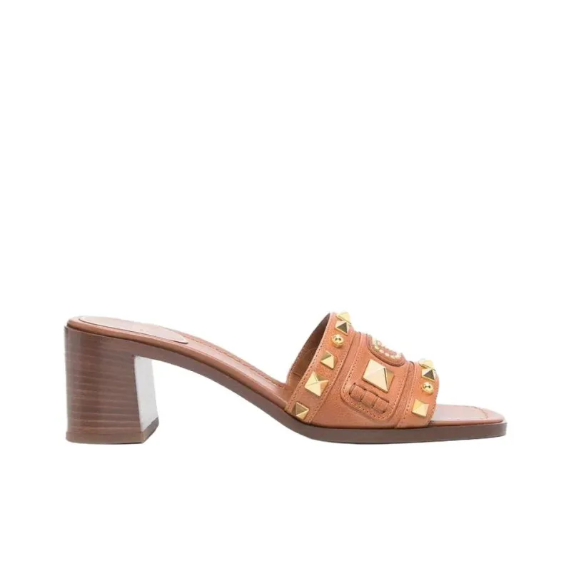 Valentino GARAVANI Abrasion Resistant Slide Slippers 6cm Women's Brown-1