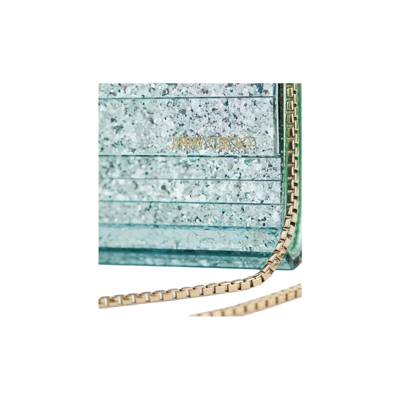 Jimmy Choo With Rubber And Sheepskin Clutch, Crossbody Bag, Shoulder Bag Trumpets Women's Aqua Green-4