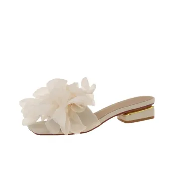 WUJI Slip Resistant Abrasion Resistant Slide Slippers Women's Beige