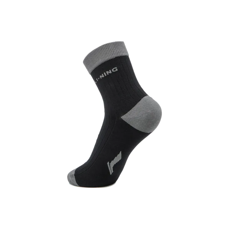 LiNing Sports Life Collection Mid Calf Socks Unisex 1 Pack Black-1