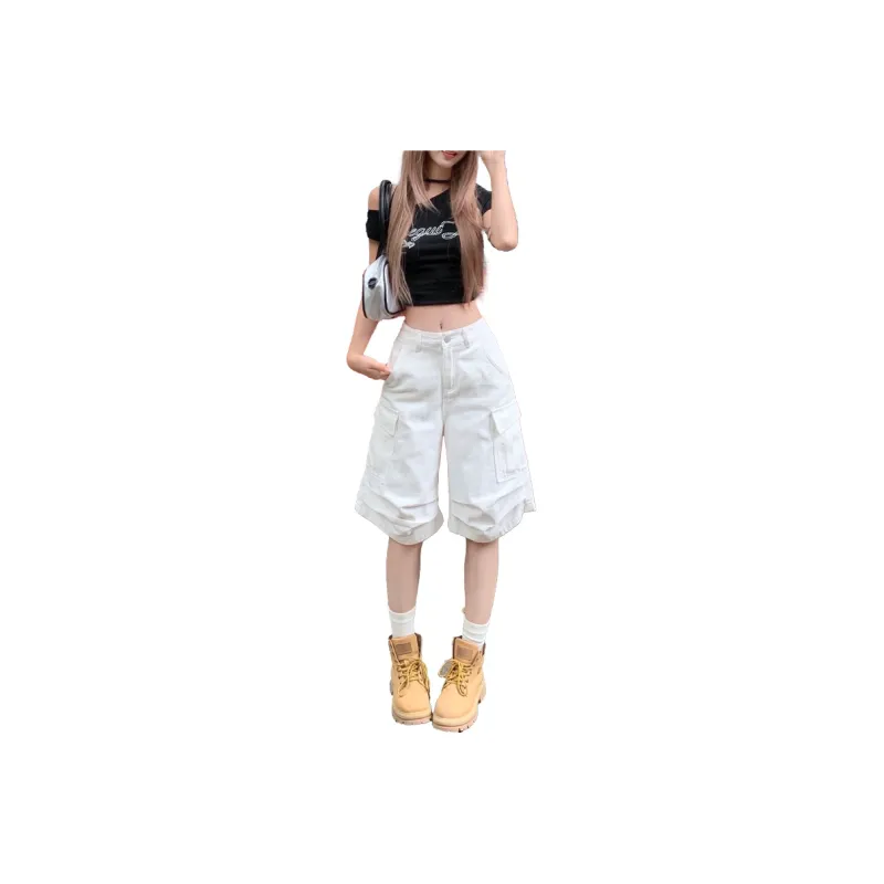 ZAZN Denim Shorts Women's White-0