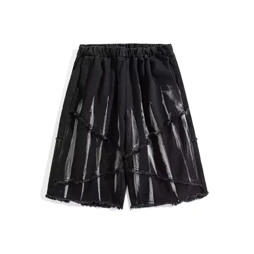 HKRXEC Denim Shorts Men Black