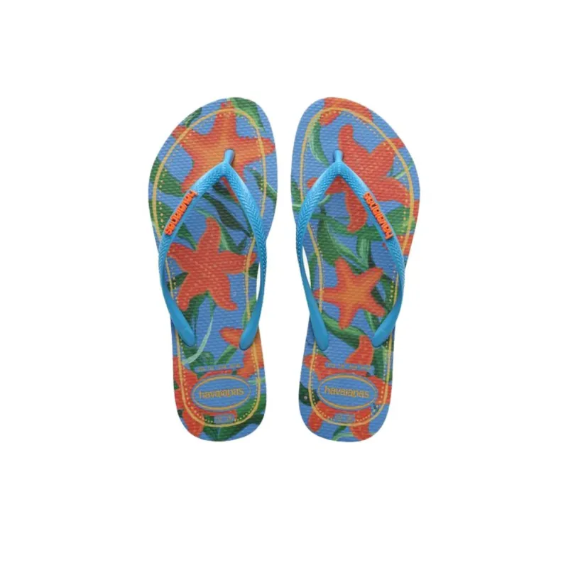 Havaianas Rubber Sole Abrasion Resistant Flip Flops Women's Blue-2