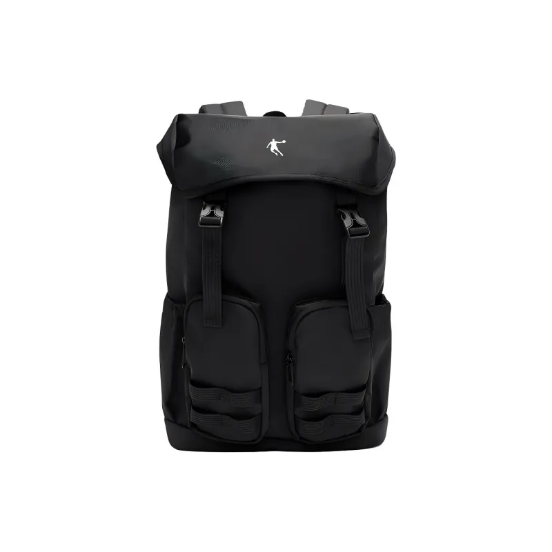 QIAODAN Multi Pocket Backpack Unisex Black-0
