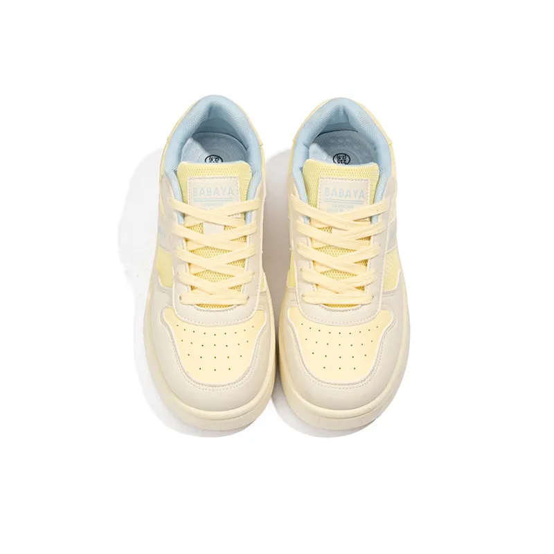 BABAYA KIDS Slip Resistant Shock Absorbers Lightweight Low Top Skateboard Shoes Women's Blue Yellow-4