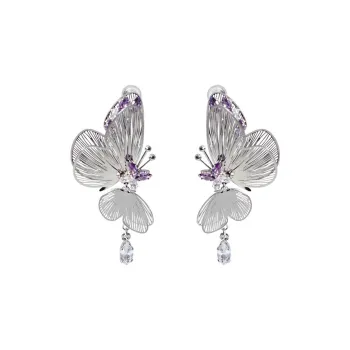 NATURALLYJOJO Zircon Clip On Earrings Women's Silver