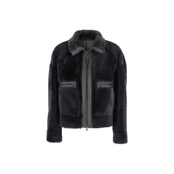 Brunello Cucinelli Velvet feel Coat Women's Black Gray