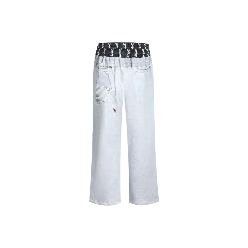 DND4DES Casual Pants Unisex Light Gray-1