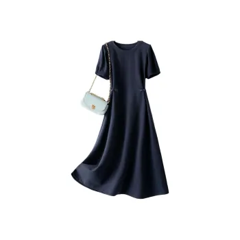 IHIMI Short Sleeved Dress Women's Navy Blue