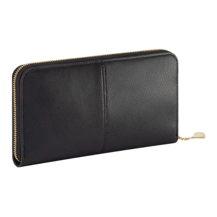 BVLGARI Goatskin Wallet Tubas Women's Black-1