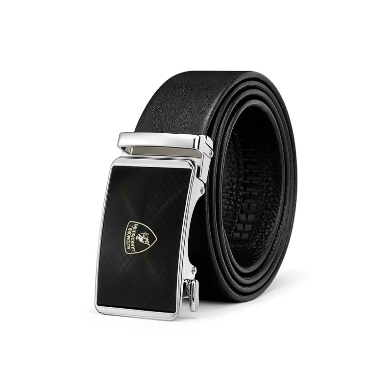 Automobili Lamborghini Cow Leather Belt, Fashion Casual, Premium Belt Men's Black Width 3.4cm Gift Box Set-4
