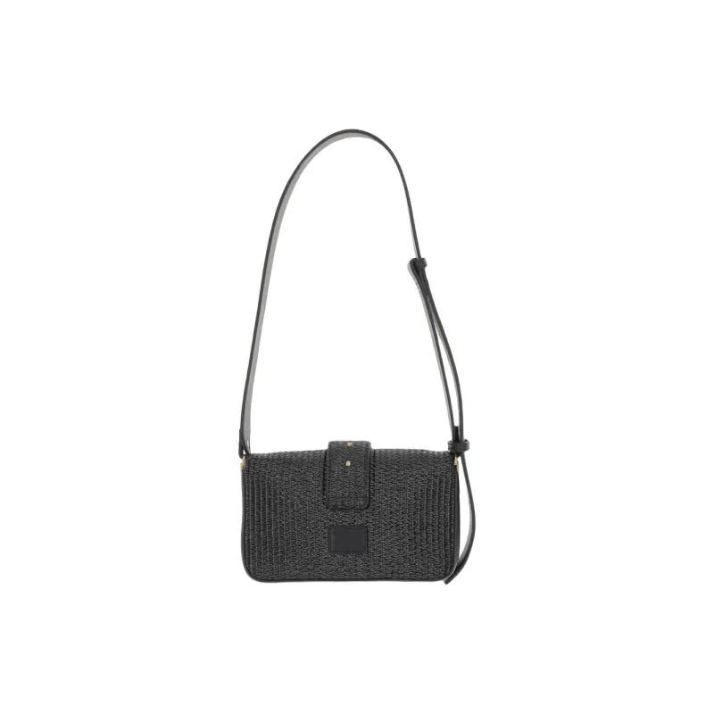 PINKO LOVE Series Raffia Shoulder Bag Women's Black-2
