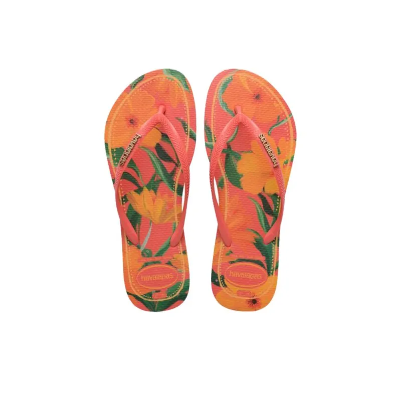 Havaianas Rubber Sole Abrasion Resistant Flip Flops Women's Orange-2