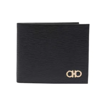 FERRAGAMO GANCINI Calfskin Wallet Men's Black