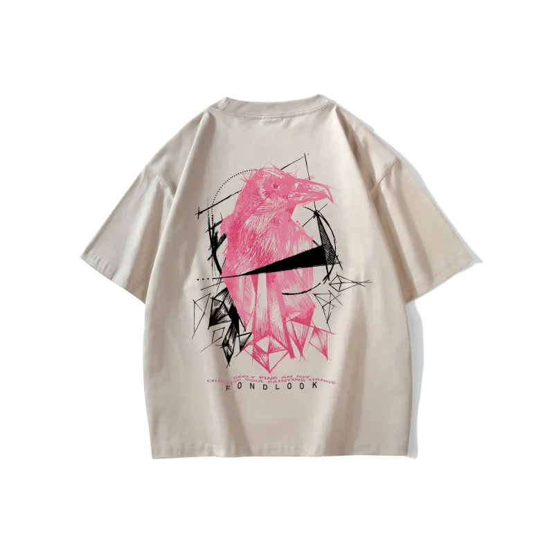 FONDLOOK T-Shirts Unisex Light Beige Apricot-0