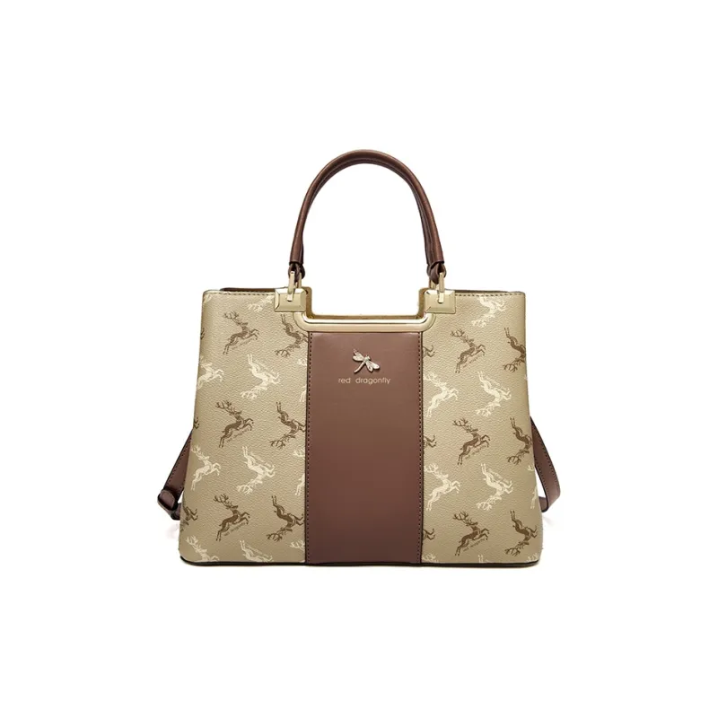 RED DRAGONFLY PVC Handbag Regular Unisex Coffee/Khaki-29