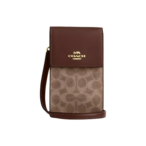 COACH Canvas Cell Phone Pouch Mini Women's Tan