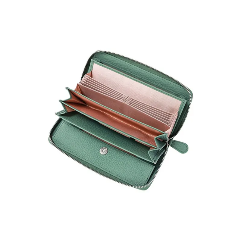 Yalu Top Grain Cow Leather Wallet Unisex Black/Light Green/Light Blue/Pink/Gray-4