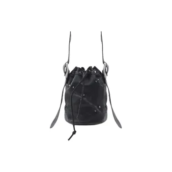 Emotional World Top Grain Cow Leather Bucket Bag, Shoulder Bag, Crossbody Bag Trumpets Unisex Black