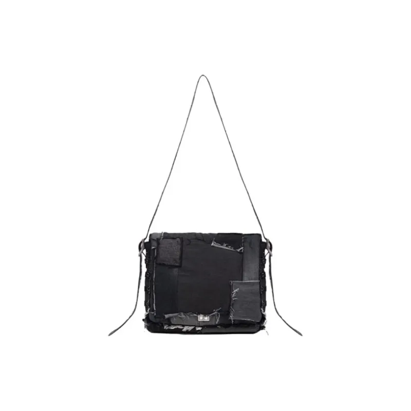 Emotional World Cotton Shoulder Bag, Crossbody Bag Medium Size Unisex Black-0