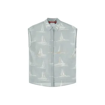 MaxMara Studio Gaetana Collection Shirt Women's Blue Gray