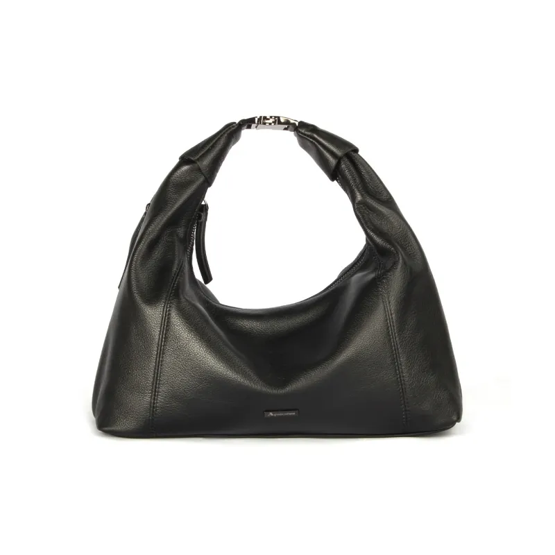 AQUASCUTUM Cow Leather Shoulder Bag Women's Black-1