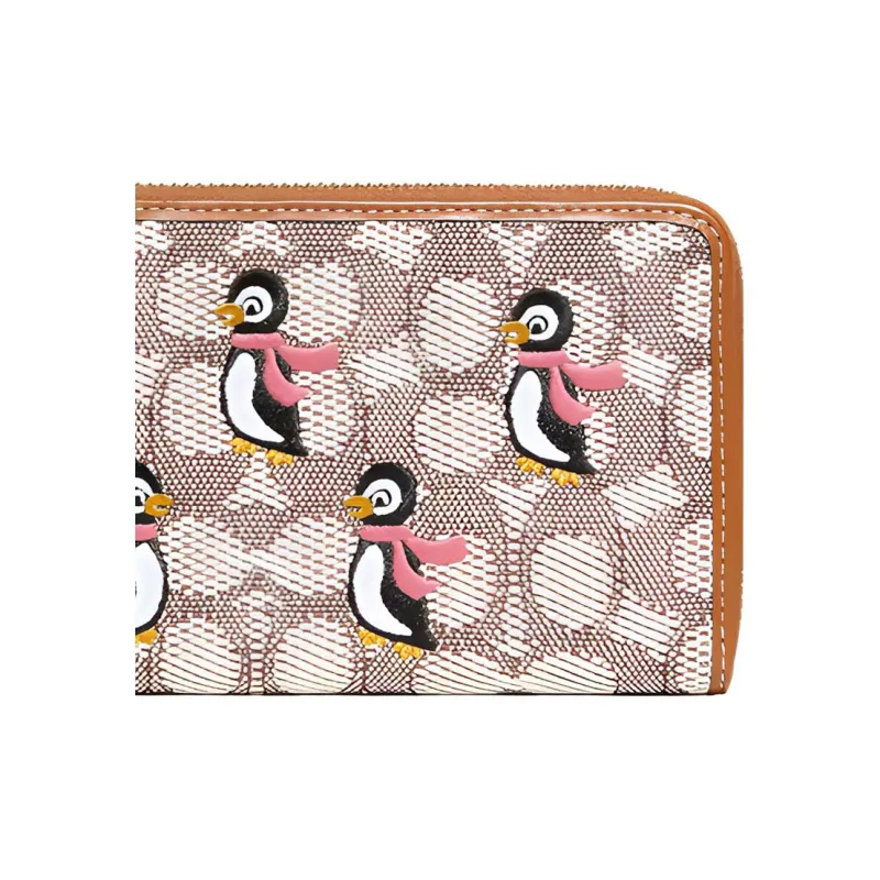 COACH Id Zip Wallet Leather Wrist Bag Clutch Wallet Trumpets Women's Umber-3