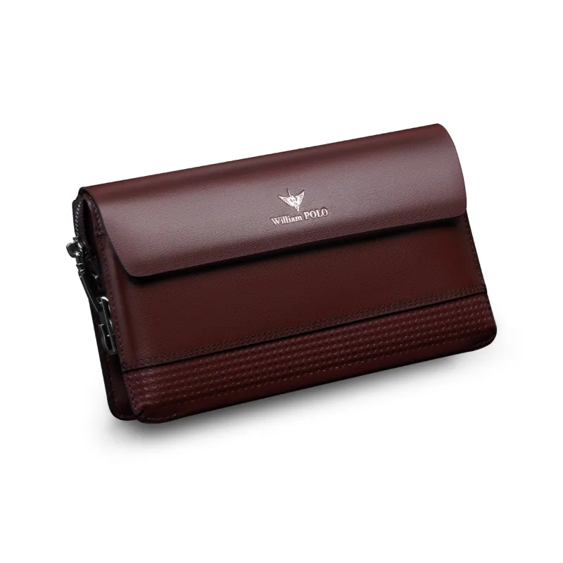 WilliamPOLO Split Cow Leather Money Clip, Wallet, Card Holder, Smartphone Passport Holder, Clutch Men's Black/Coffee-5