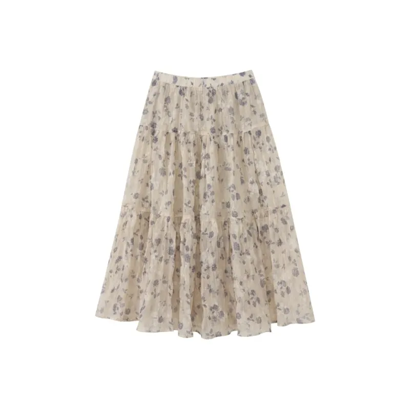 Homemade Willow Silk Casual Long Skirt Women's-0
