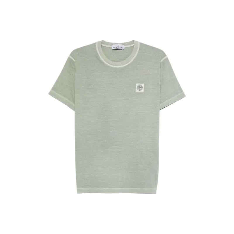 STONE ISLAND Organic Cotton Fissato Effect T shirt-0