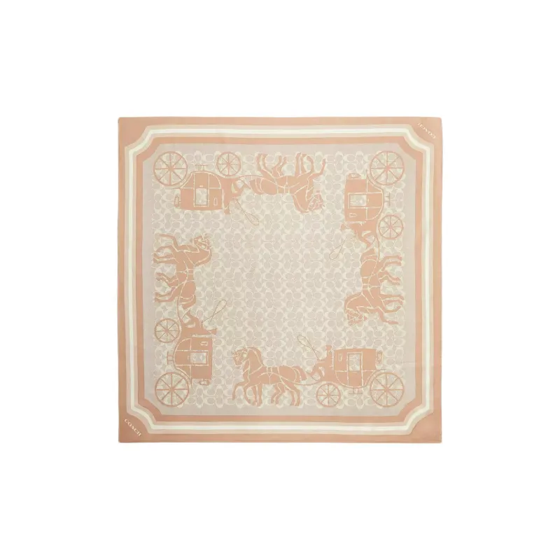 COACH Silk Scarves Women's Beige Pink-0